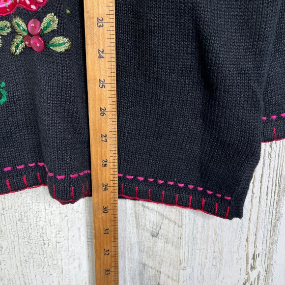 Vintage Quacker Factory Women's Sweater  1X Plus Embroidered Holiday Heart Tree - Picture 15 of 16